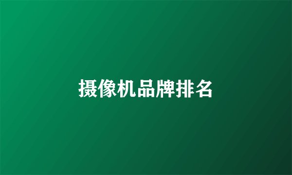 摄像机品牌排名