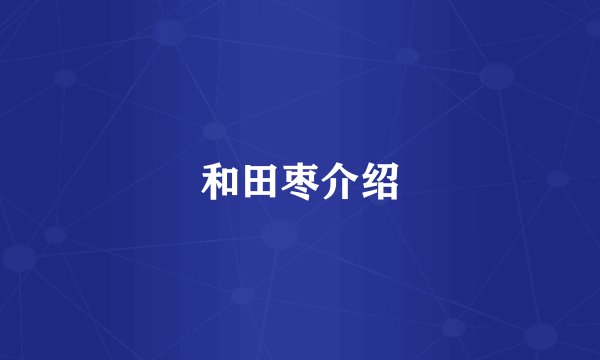 和田枣介绍