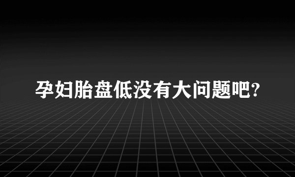 孕妇胎盘低没有大问题吧?