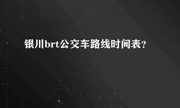 银川brt公交车路线时间表？