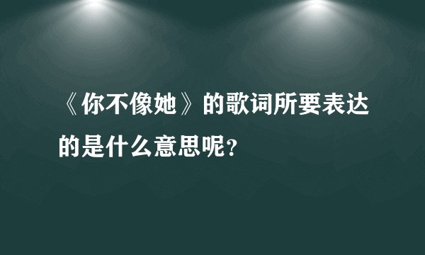 《你不像她》的歌词所要表达的是什么意思呢？