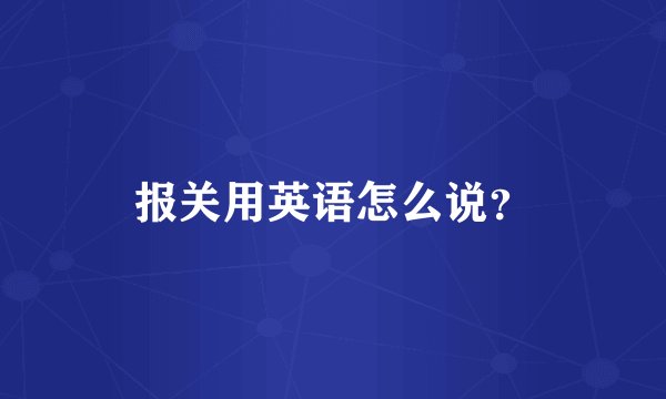 报关用英语怎么说?