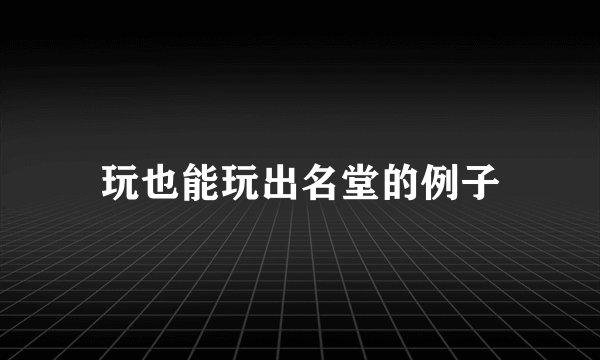 玩也能玩出名堂的例子