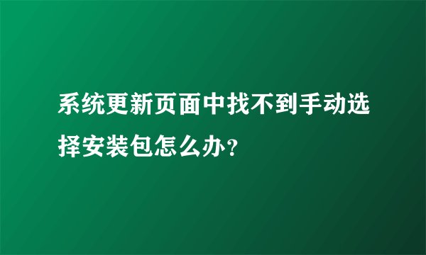 系统更新页面中找不到手动选择安装包怎么办？