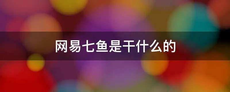 网易七鱼是干什么的