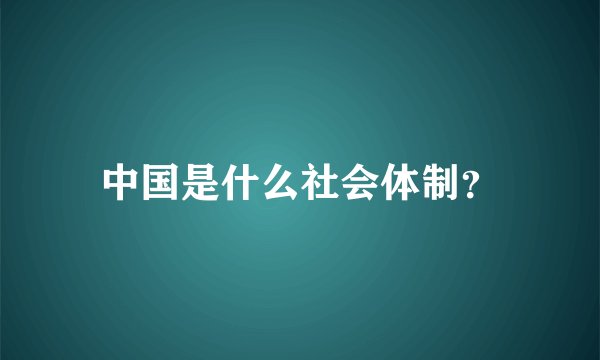 中国是什么社会体制？