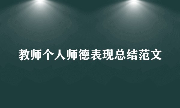 教师个人师德表现总结范文