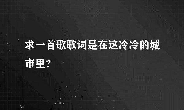 求一首歌歌词是在这冷冷的城市里?