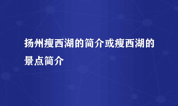 扬州瘦西湖的简介或瘦西湖的景点简介