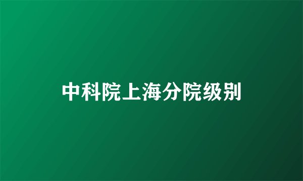 中科院上海分院级别