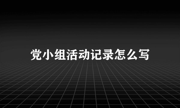 党小组活动记录怎么写