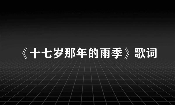 《十七岁那年的雨季》歌词