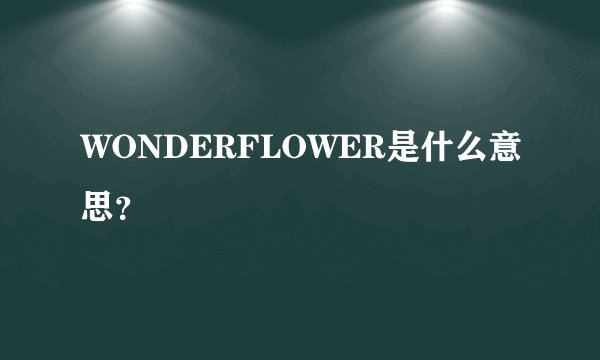 WONDERFLOWER是什么意思？