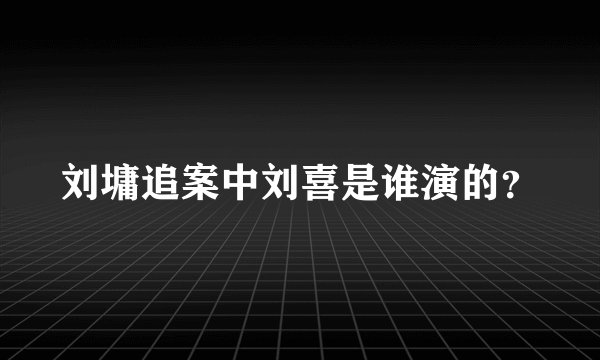 刘墉追案中刘喜是谁演的？
