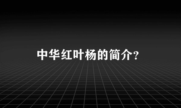 中华红叶杨的简介？