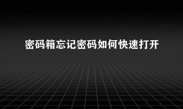 密码箱忘记密码如何快速打开