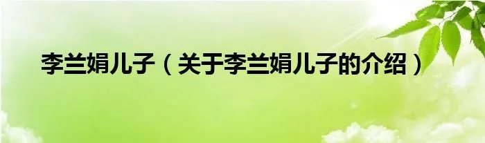 李兰娟儿子（关于李兰娟儿子的介绍）
