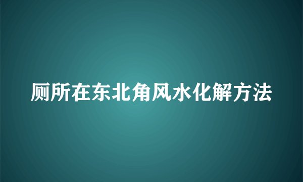 厕所在东北角风水化解方法