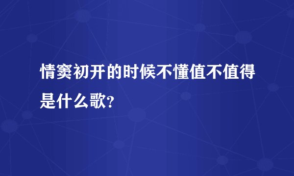 情窦初开的时候不懂值不值得是什么歌？