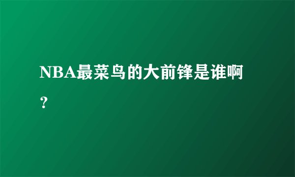 NBA最菜鸟的大前锋是谁啊？