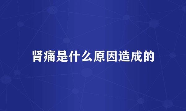 肾痛是什么原因造成的