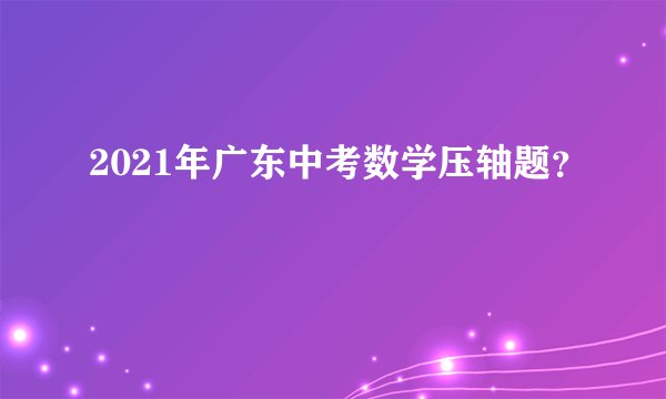 2021年广东中考数学压轴题？