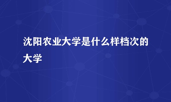 沈阳农业大学是什么样档次的大学
