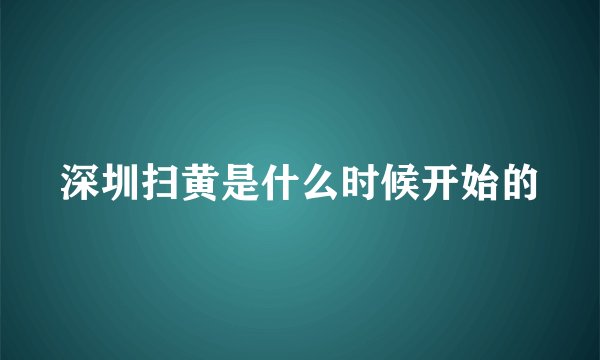 深圳扫黄是什么时候开始的