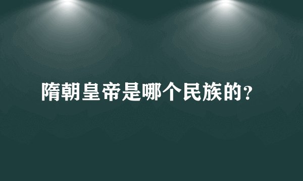 隋朝皇帝是哪个民族的？