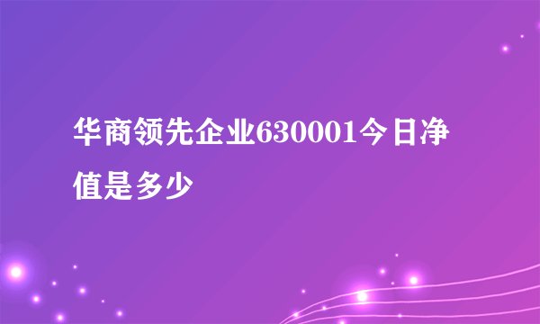 华商领先企业630001今日净值是多少