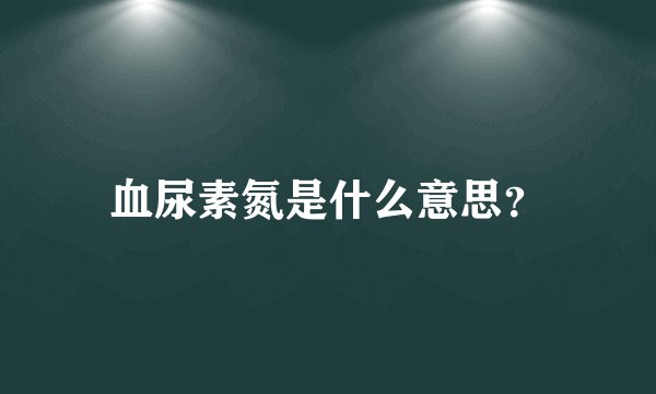 血尿素氮是什么意思?