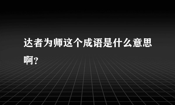 达者为师这个成语是什么意思啊?