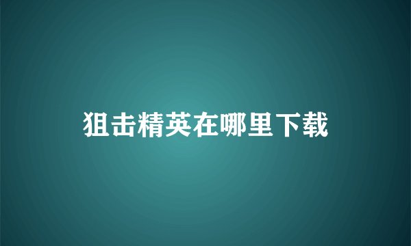 狙击精英在哪里下载