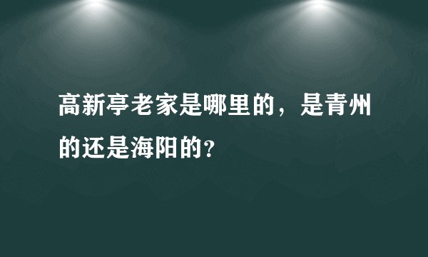 高新亭老家是哪里的，是青州的还是海阳的？