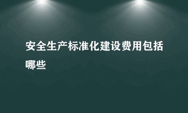 安全生产标准化建设费用包括哪些