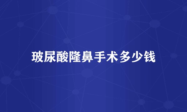 玻尿酸隆鼻手术多少钱