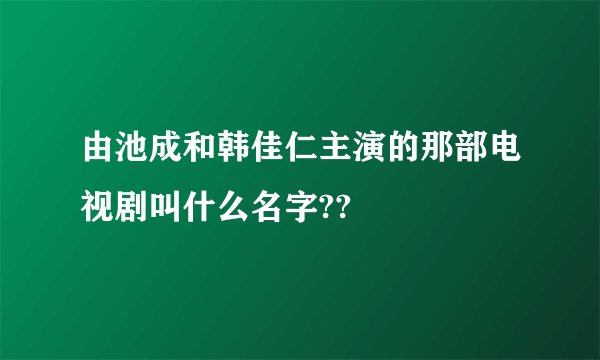 由池成和韩佳仁主演的那部电视剧叫什么名字??