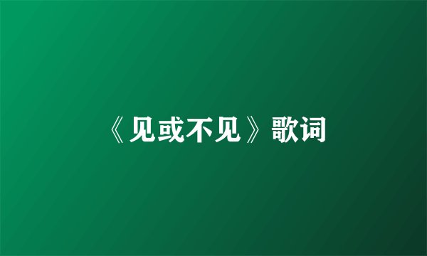 《见或不见》歌词