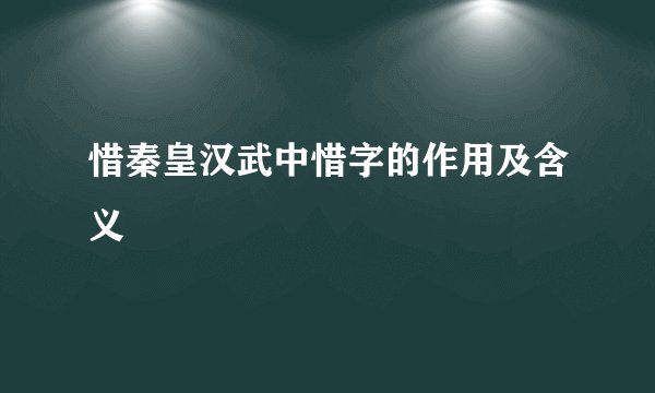 惜秦皇汉武中惜字的作用及含义