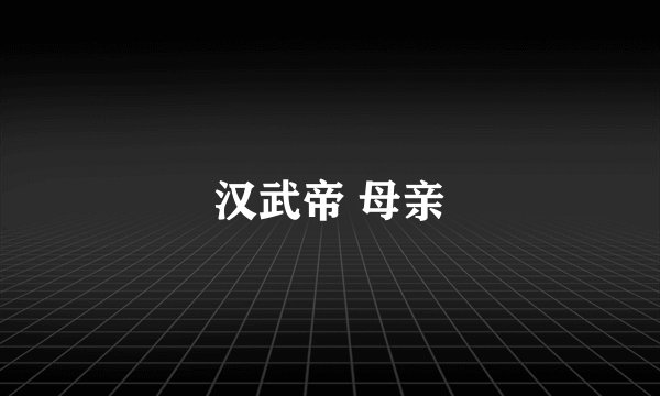 汉武帝 母亲