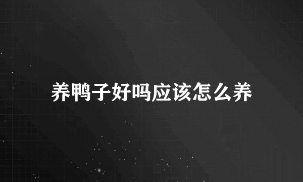 养鸭子好吗应该怎么养