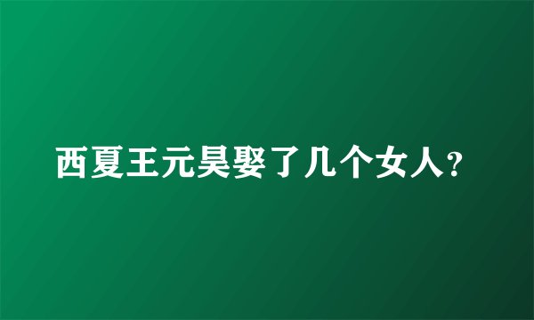 西夏王元昊娶了几个女人?