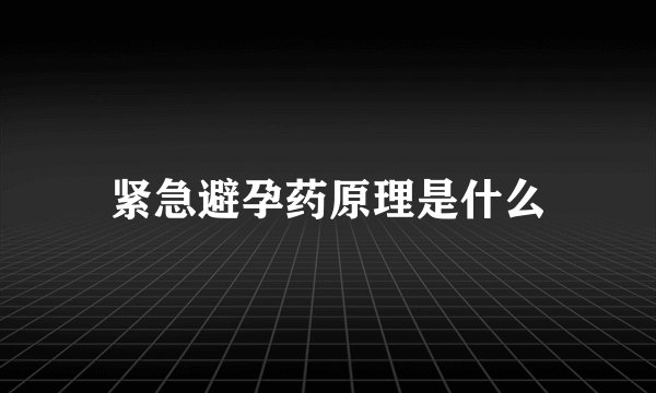 紧急避孕药原理是什么