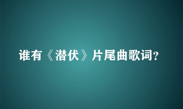 谁有《潜伏》片尾曲歌词?