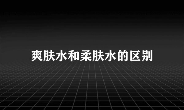 爽肤水和柔肤水的区别