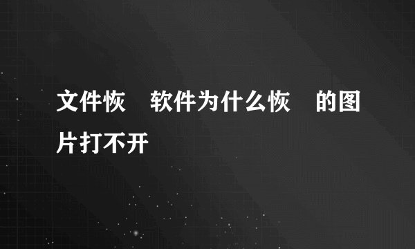 文件恢復软件为什么恢復的图片打不开