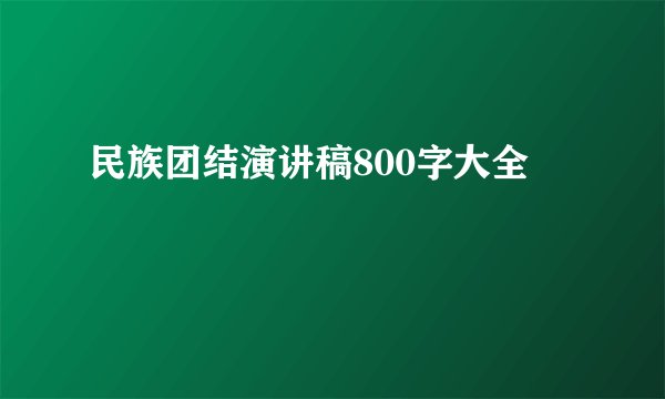 民族团结演讲稿800字大全
