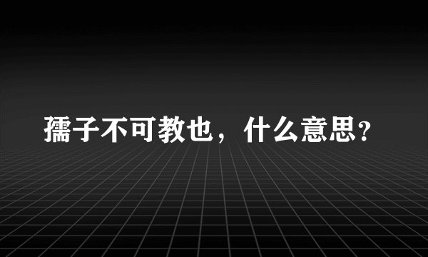 孺子不可教也，什么意思？