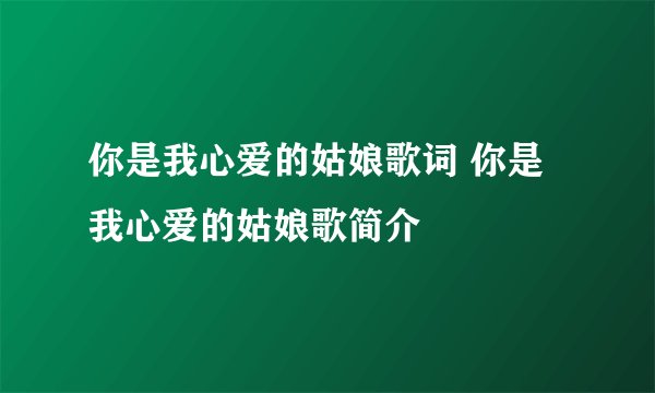 你是我心爱的姑娘歌词 你是我心爱的姑娘歌简介