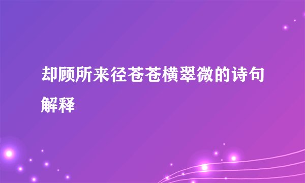 却顾所来径苍苍横翠微的诗句解释